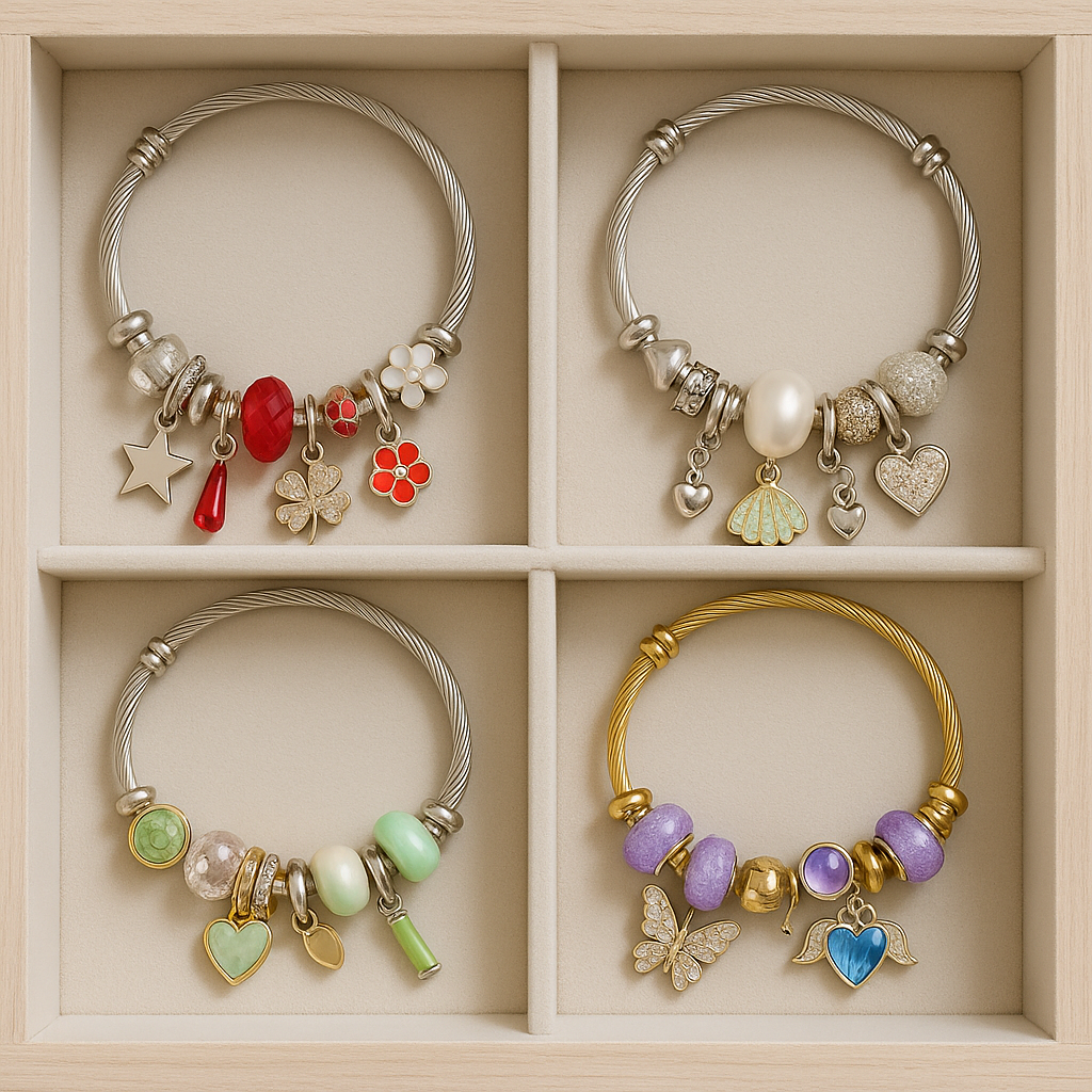 Lunara Sea Shell & Starfish Charm Bracelet with Pearl