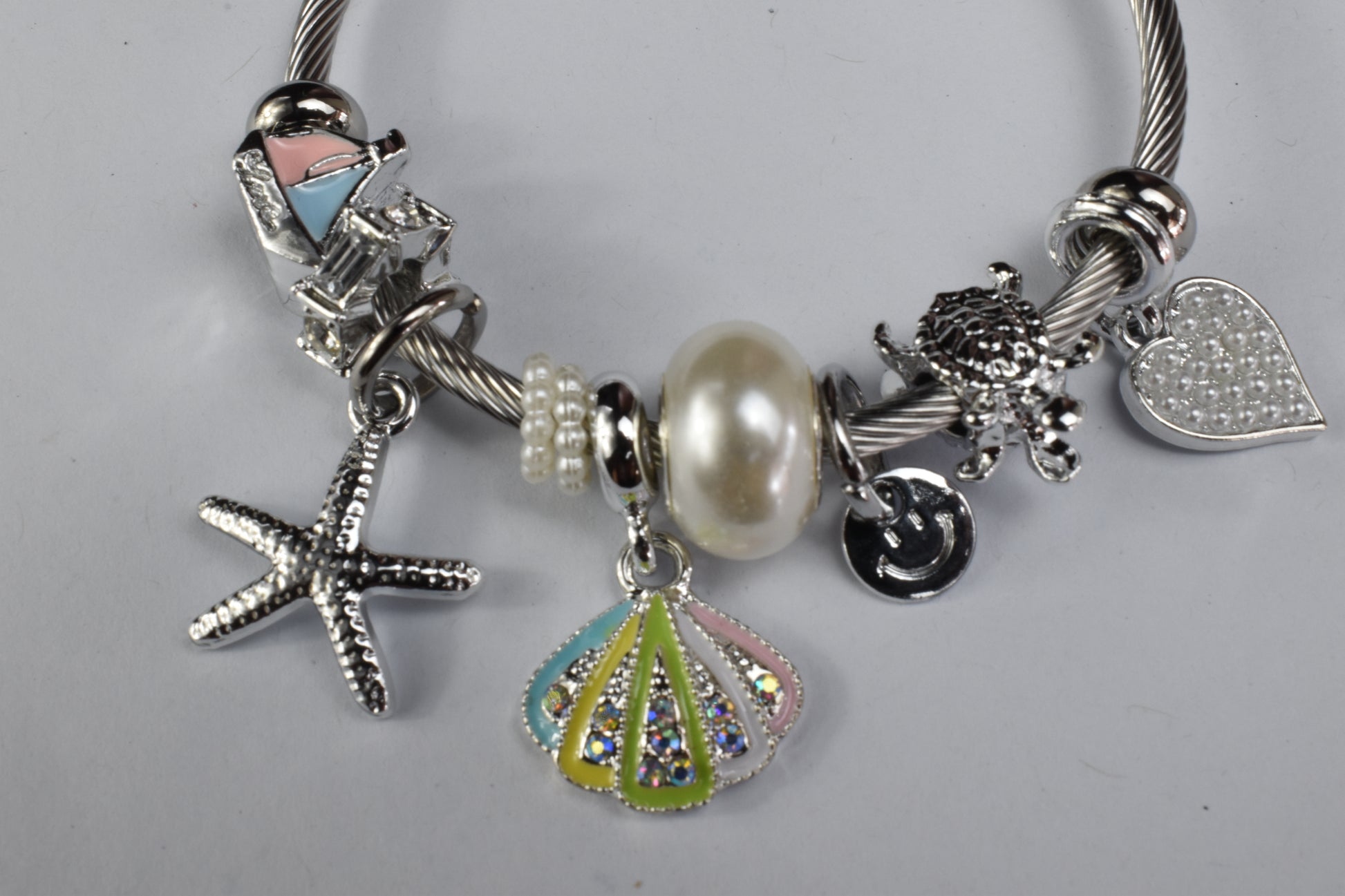 Lunara Sea Shell & Starfish Charm Bracelet with Pearl