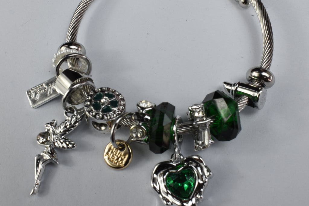 Lunara Emerald Heart & Fairy Charm Bracelet