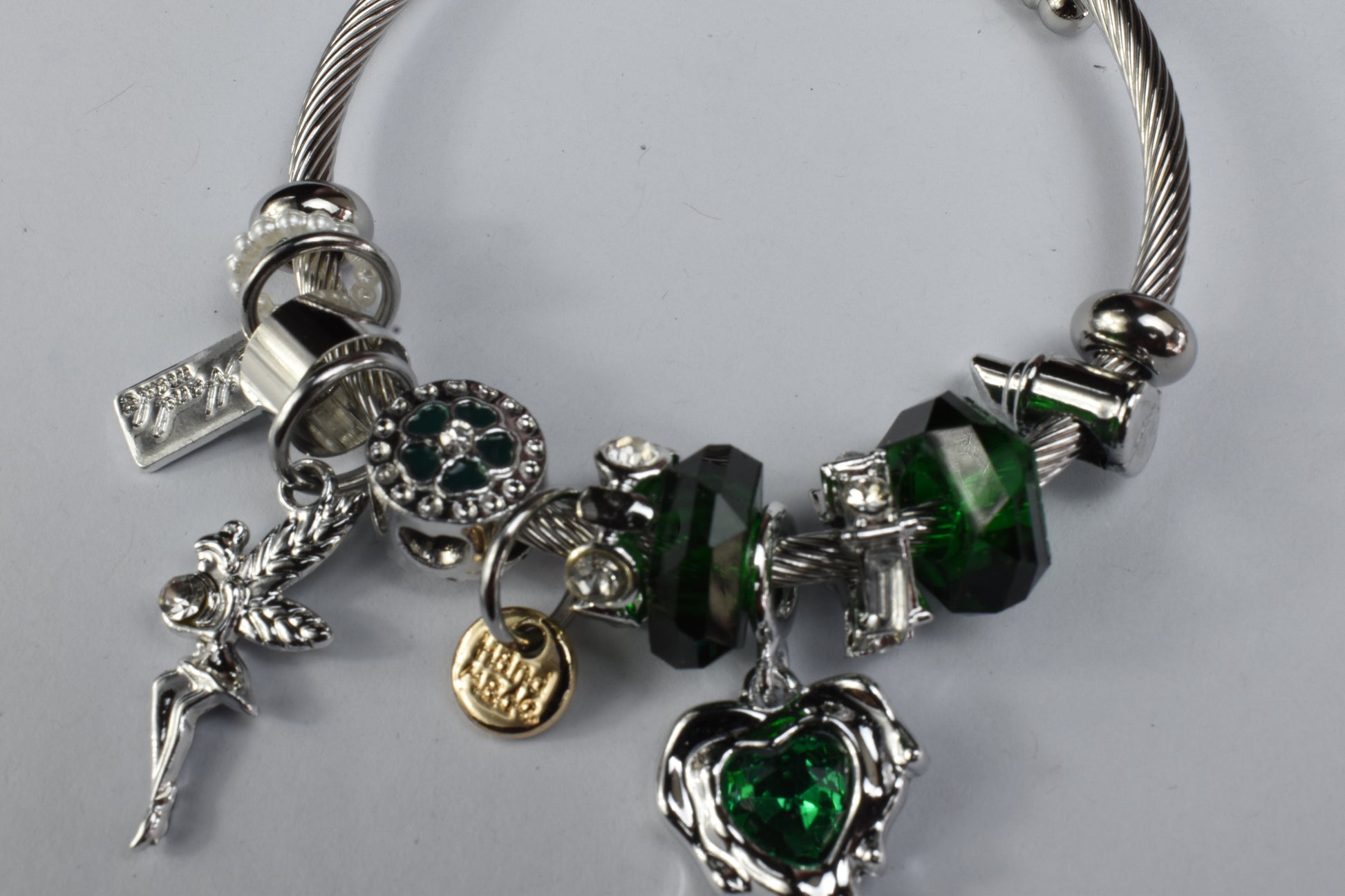Lunara Emerald Heart & Fairy Charm Bracelet