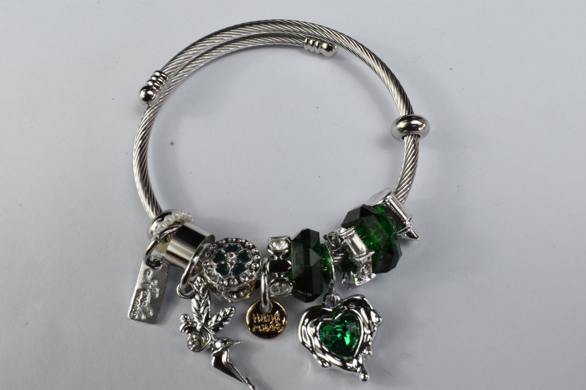 Lunara Emerald Heart & Fairy Charm Bracelet