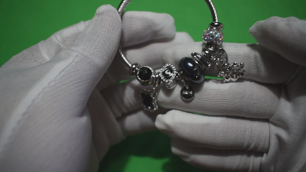 Lunara Classic Black Charm Bracelet with Teddy & Clover